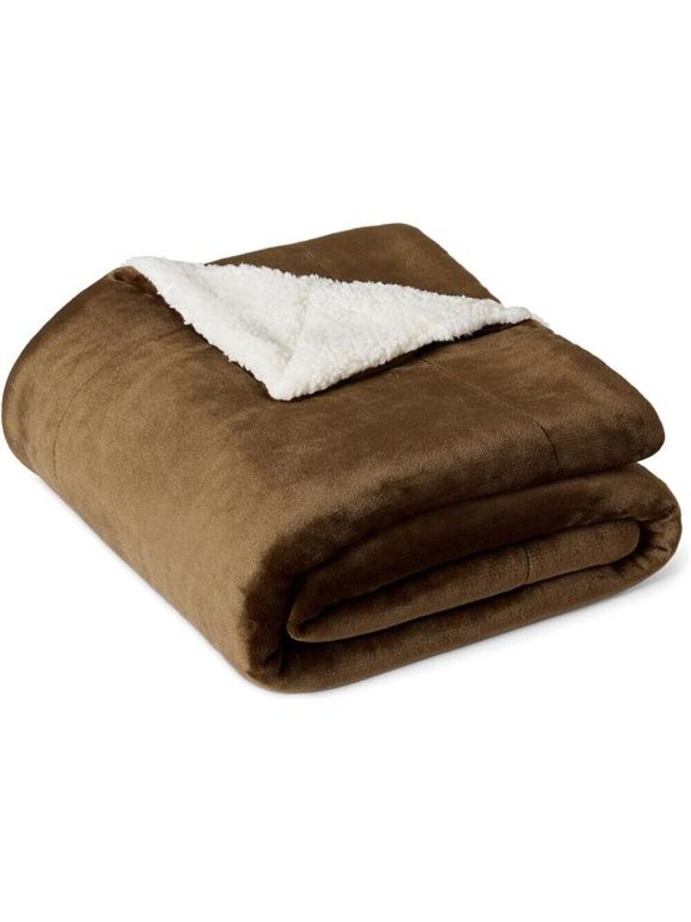 Reversible Sherpa Throw Blanket Brown Soft Plush Fleece Warm Cozy 50x60
